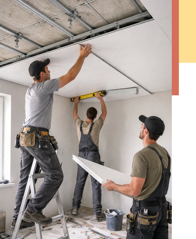 Монтаж потолка из ПВХ панелей в Рубцовске от 3540 руб./м2 — быстро и недорого | ОТДЕЛОЧНИК-Рбц