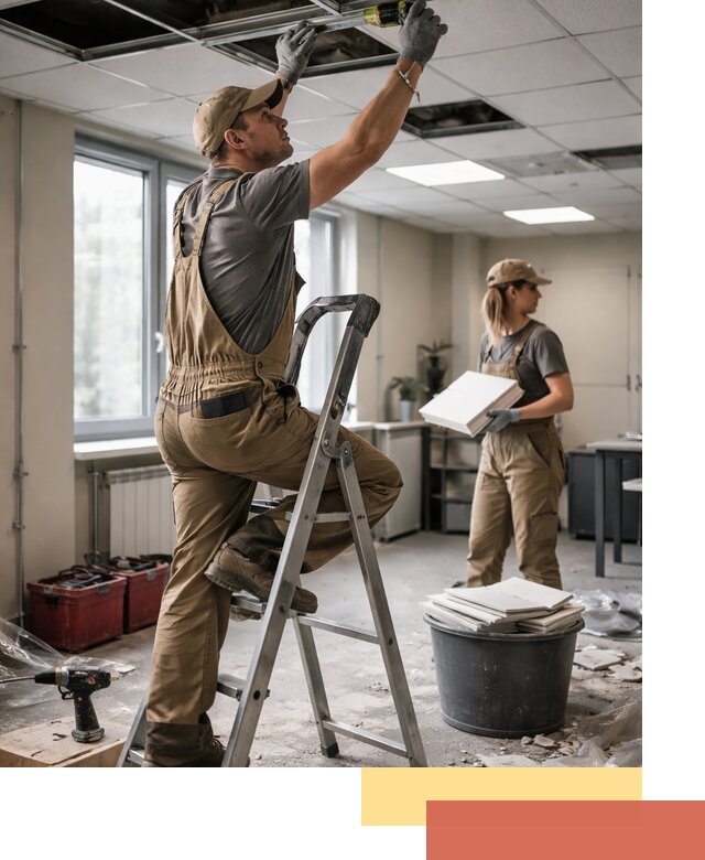 Ремонт потолка Армстронг и замена плит в Рубцовске