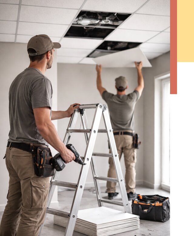 Обслуживание подвесного потолка в Рубцовске от 3540 руб. — быстро и недорого | ОТДЕЛОЧНИК-Рбц