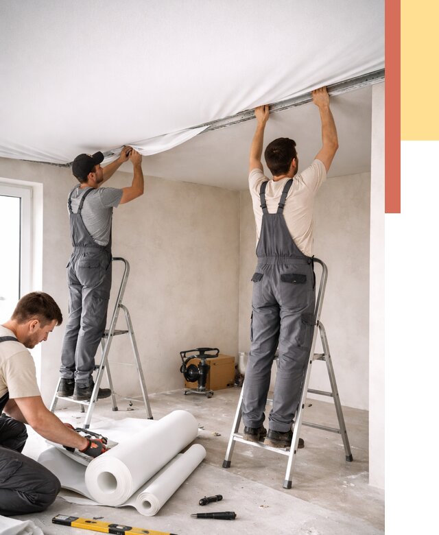 Монтаж тканевого натяжного потолка в Рубцовске от 3540 руб. под ключ | ОТДЕЛОЧНИК-Рбц