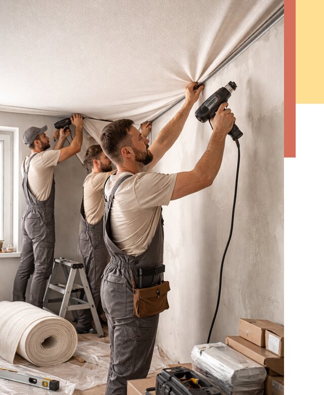 Монтаж фактурного натяжного потолка в Рубцовске от 758 руб. — ОТДЕЛОЧНИК-Рбц