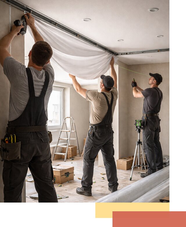 Монтаж парящего натяжного потолка под ключ в Рубцовске