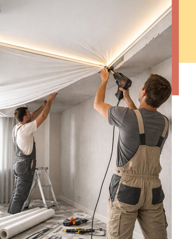 Монтаж натяжного потолка с подсветкой в Рубцовске от 961 руб. | ОТДЕЛОЧНИК-Рбц