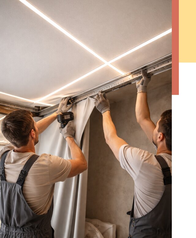 Монтаж натяжного потолка со световыми линиями в Рубцовске от 1214 руб. | ОТДЕЛОЧНИК-Рбц