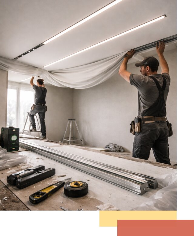 Монтаж натяжных потолков со световыми линиями в Рубцовске