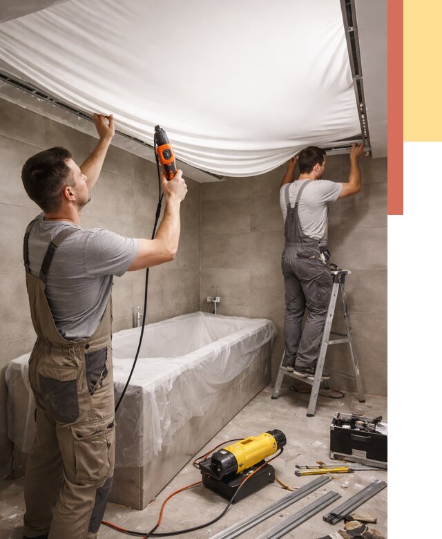 Монтаж натяжного потолка в ванной в Рубцовске от 1214 руб. под ключ | ОТДЕЛОЧНИК-Рбц