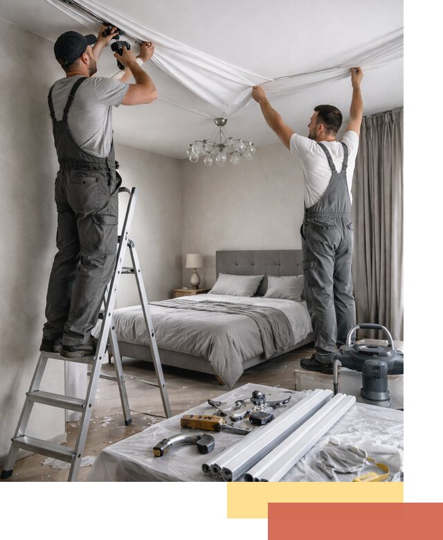 Монтаж натяжного потолка в спальне в Рубцовске