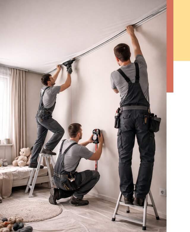 Монтаж натяжного потолка в детской в Рубцовске от 3540 руб. — быстро и недорого | ОТДЕЛОЧНИК-Рбц