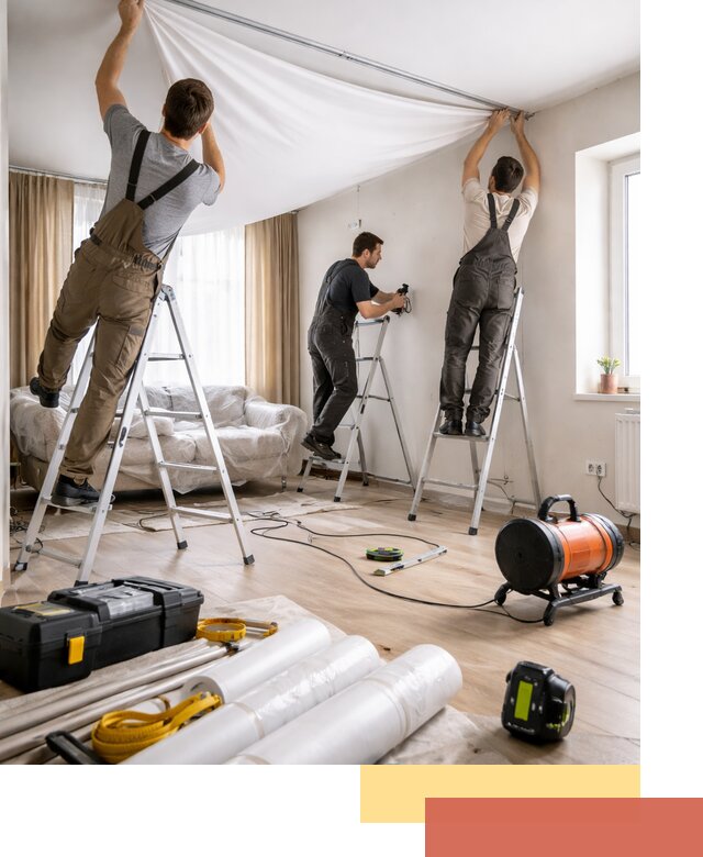 Монтаж натяжного потолка в гостиной в Рубцовске