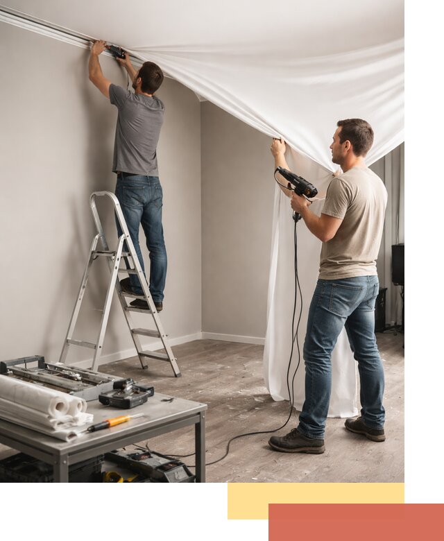 Монтаж натяжного потолка в студии в Рубцовске