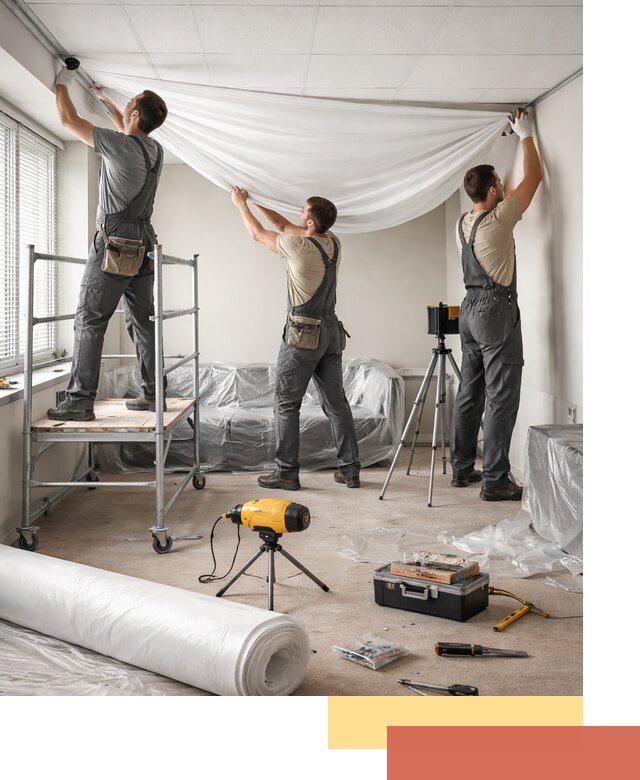 Монтаж натяжного потолка в офисе в Рубцовске