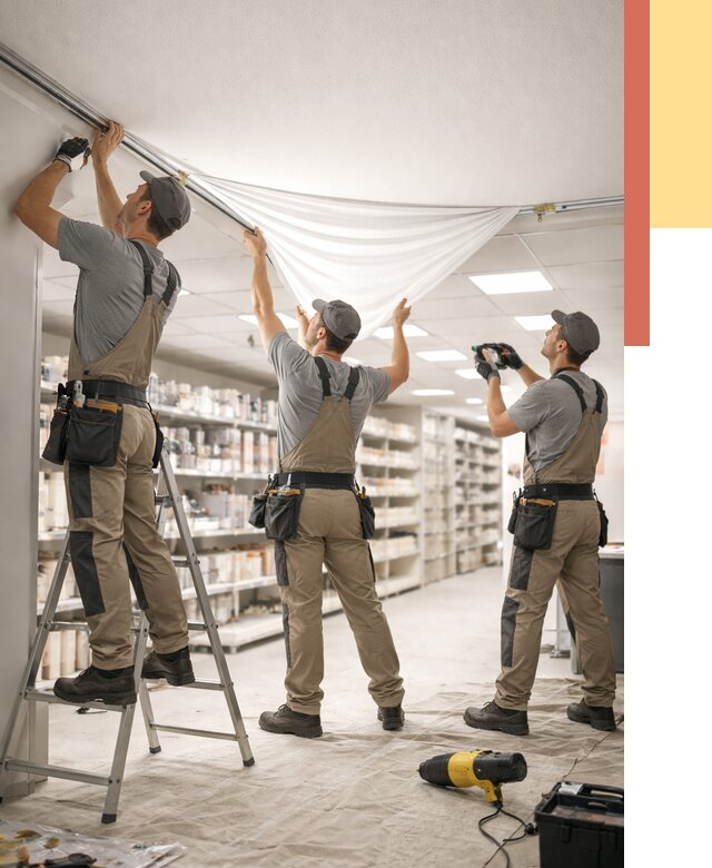 Монтаж натяжного потолка в магазине в Рубцовске от 4551 руб. быстро и недорого | ОТДЕЛОЧНИК-Рбц