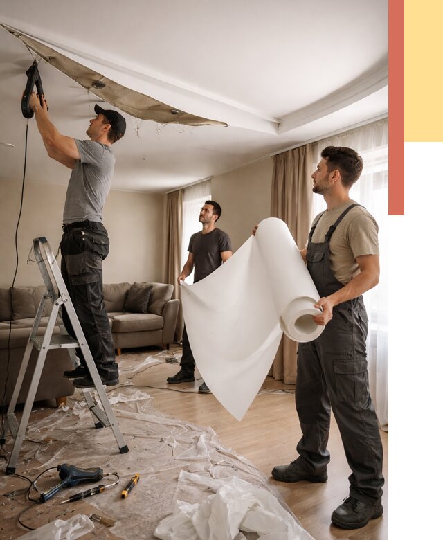 Замена полотна натяжного потолка в Рубцовске от 9607 руб. быстро и недорого | ОТДЕЛОЧНИК-Рбц