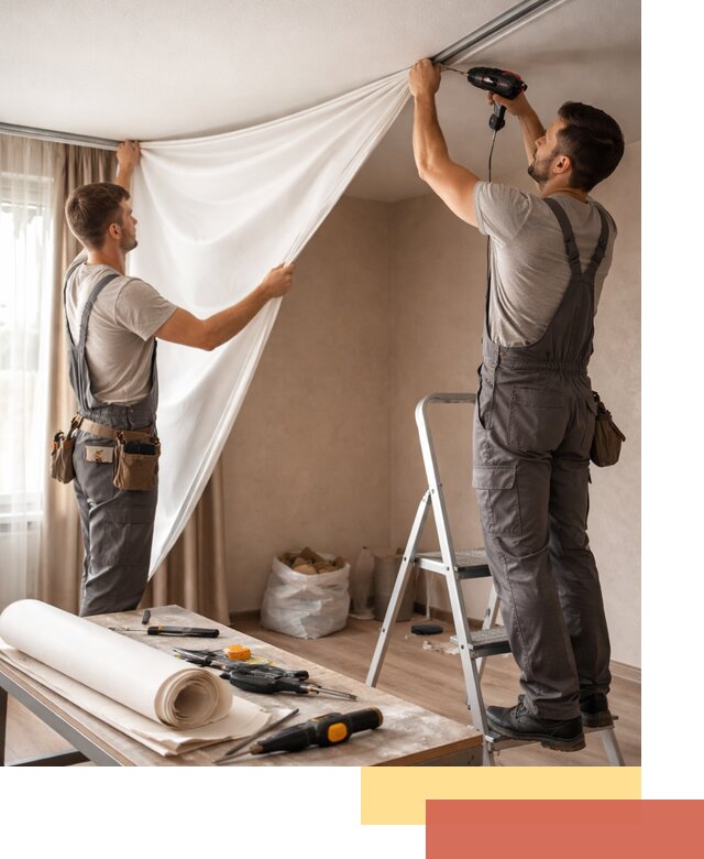 Замена полотна натяжного потолка в Рубцовске быстро и качественно