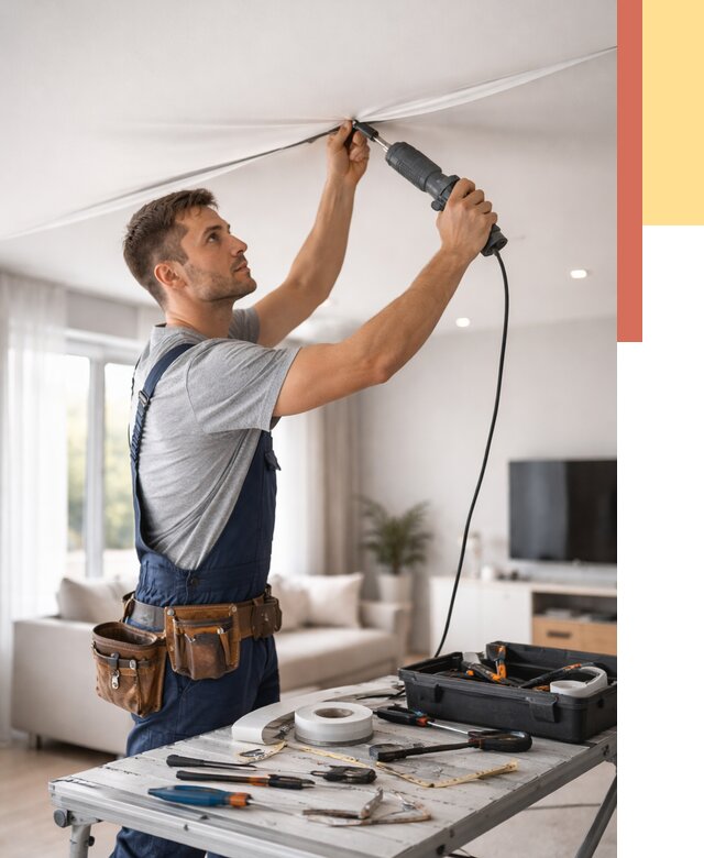 Ремонт натяжных потолков в Рубцовске от 9607 руб. под ключ — ОТДЕЛОЧНИК-Рбц