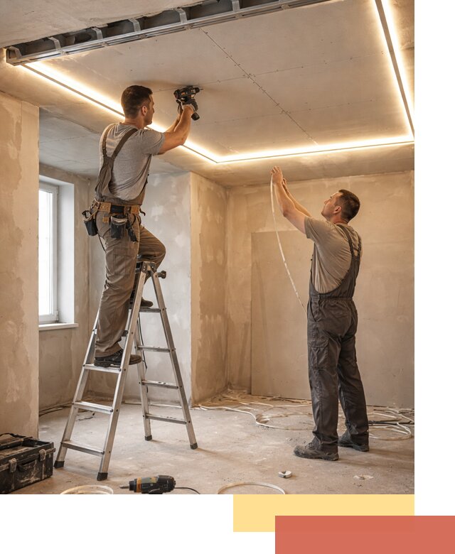 Потолок из гипсокартона с подсветкой в Рубцовске