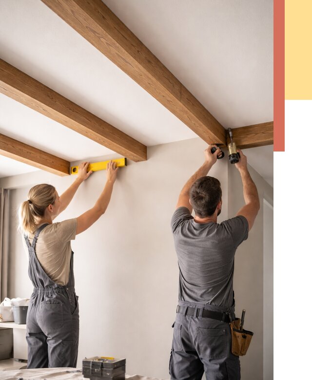 Монтаж декоративных балок на потолок в Рубцовске от 4247 руб. — ОТДЕЛОЧНИК-Рбц